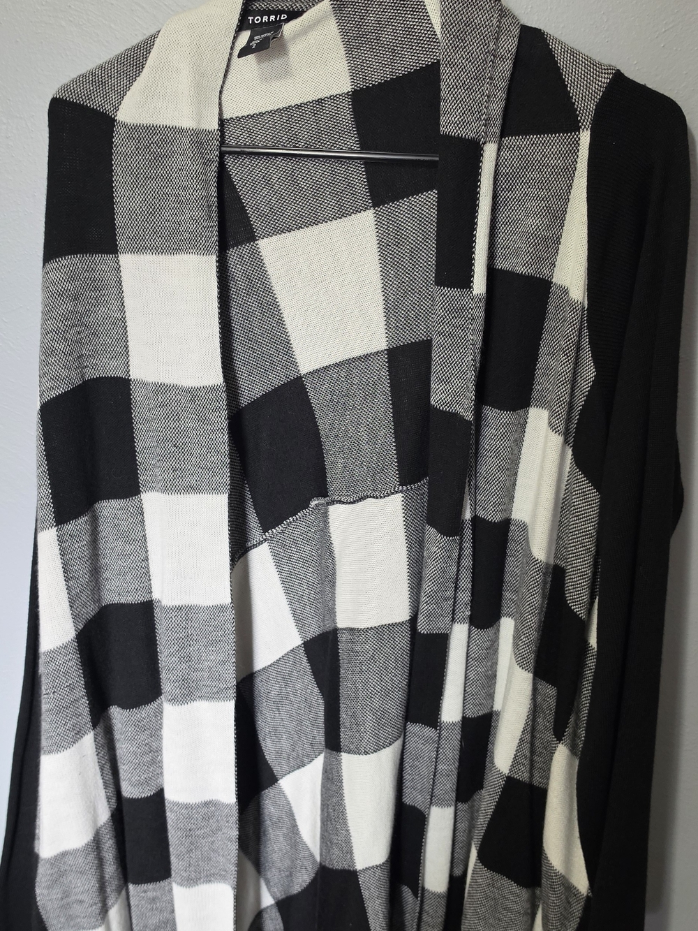 Torrid Black & White Buffalo Plaid Open Cardigan